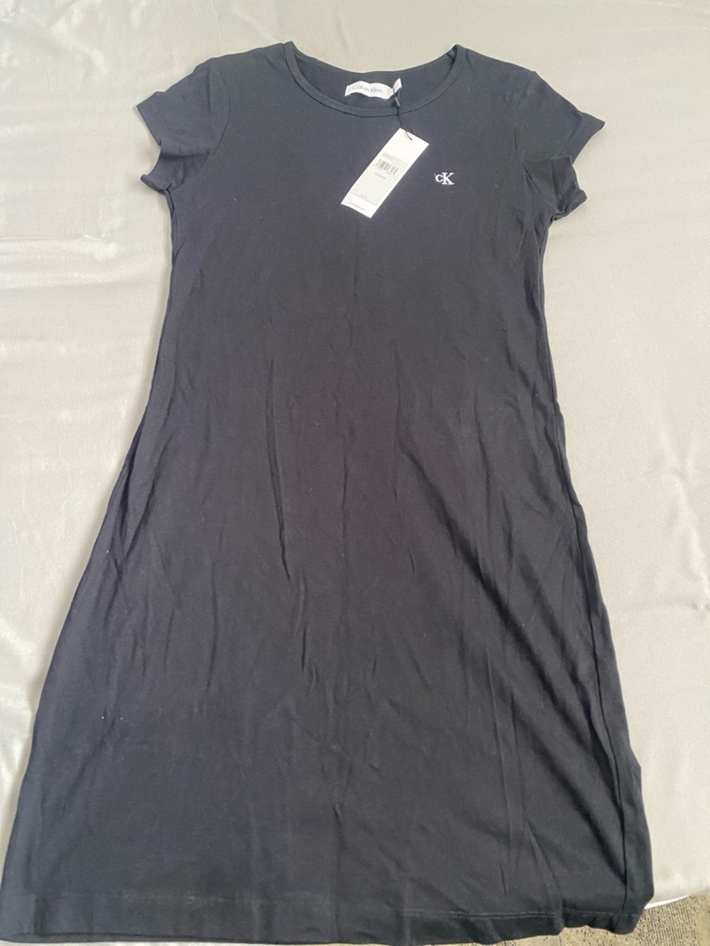 Calvin Klein Black Short-Sleeve Tee Dress with CK Logo